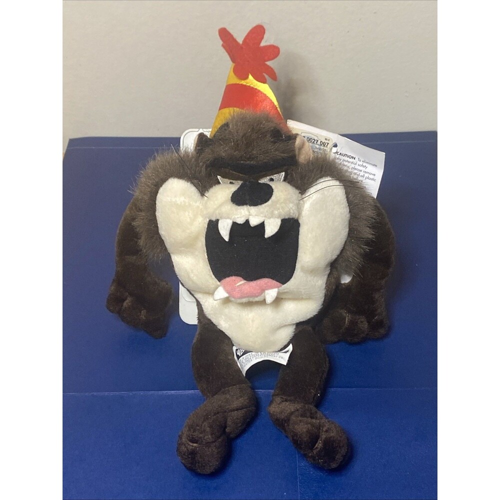 Vintage Looney Tunes TAZ Tazmanian Devil Birthday Bean Bag Stuffed Plush RARE📦